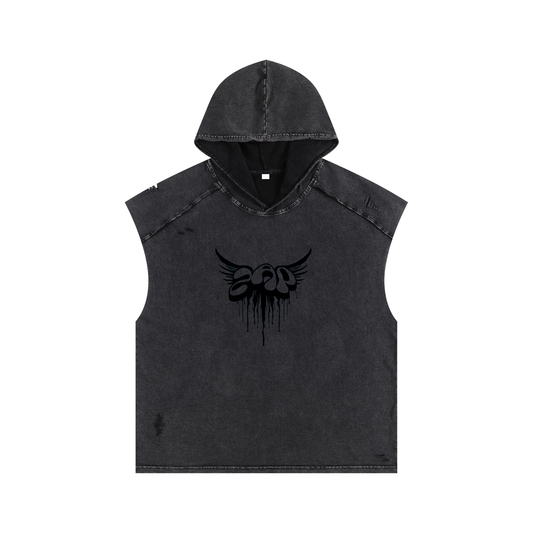 Snow Washed Boxy Hooded Tank Top